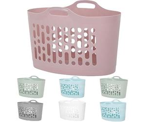 DUAYRA 50L Flexible Plastic Laundry Basket | Strong Carry Handles | Free-standing Clothes Washing Line | Indoor Outdoor Home Garden Bedroom Room | Space Saving Multipurpose Bucket | Assorted Colors