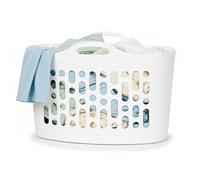 DUAYRA Large Flexible Laundry Basket | Washing Line Hamper White | Strong Carry Handles | Lightweight Free Standing Design | Laundry Storage Plastic Tub | Durable Space Saving Bucket | 8L & 50L (8L)