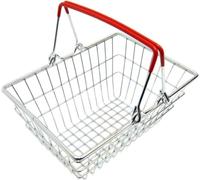 DUAYRA Mini Stainless Steel Shopping Basket | Food Serving Basket | Multipurpose Durable Lightweight & Portable | Heavy Duty Strong Carry Handles | Small Grocery Baskets | L 19cm x W 13cm x H 8cm (1)
