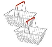 DUAYRA Mini Stainless Steel Shopping Basket | Food Serving Basket | Multipurpose Durable Lightweight & Portable | Heavy Duty Strong Carry Handles | Small Grocery Baskets | L 19cm x W 13cm x H 8cm (2)