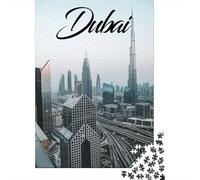 Dubai 1000 Piece Jigsaw Puzzle, Downtown Architecture at Night, Thick Cardboard Pieces, Birthday Gift for Puzzle Lovers, Adult Puzzle, 38x26cm/1000pcs