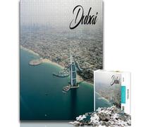 Dubai 1000 Piece Jigsaw Puzzles for Adults,Learning Educational Toys Family Games with Matching Poster And Trivia Sheet 38x26cm