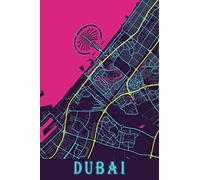 Dubai: 6x9 Lined Journal | Memory Book | Travel Journal | Diary To Record Your Thoughts | Graduation Gift | Teacher Gifts | Neon Map | For People Who Love To Travel | Dubai United Arab Emirates