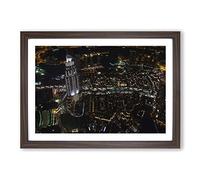 Dubai at Night Framed Print | A2 Walnut Framed Wall Art | Ready to Hang | Modern Nature Picture | Living Room Bedroom Lounge Office