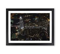 Dubai at Night Modern Framed Print | A4 Black Framed Wall Art | Ready to Hang | Modern Nature Picture | Living Room Bedroom Lounge Office
