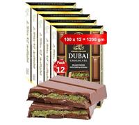 Dubai Chocolate Bar & Cubes - Kunafa & Pistachio Cream Filling - Luxurious Fix Viral Milk Choclate With Kadayif & Kataifi - Perfect for Kids, Family & Friend (Pack of 12 Bar)