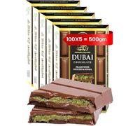 Dubai Chocolate Bar Pistachio - 100g Pistachio Cream & Kunafa - Made In Dubai, Premium Original UAE Import - Viral Milk Chocolate Bar With Kadayif & Kataifi (Pack of 5)