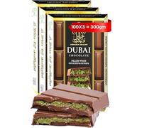 Dubai Chocolate Bar Pistachio - 100g Pistachio Cream & Kunafa - Made In Dubai, Premium Original UAE Import - Viral Milk Chocolate Bar With Kadayif & Kataifi (Pack of 3)