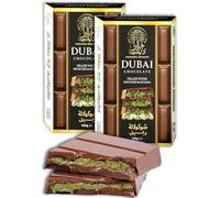 Dubai Chocolate Bar Pistachio - 200 g Kunafa & Pistachio Cream Filling - Luxurious Fix Dubai Chocolate - Viral Milk Choclate With Kadayif & Kataifi - Perfect for Kids, Family & Friend (Pack of 2)
