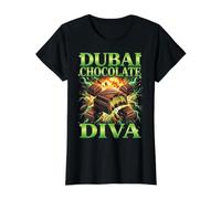 Dubai Chocolate Diva, Funny Dubai Chocolate Value Graphic T-Shirt, Women, Black, S