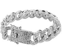 Dubai Collections Chains White Gold 12mm 8" Miami Cuban Link for Men Bracelet - Lab Diamonds Iced Out Bling with Up - Durable Cuban Link (8.0)