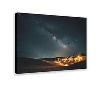Dubai Desert Night Sky Poster Canvas Poster Wall Art Decor Print Picture Paintings for Living Room Bedroom Decoration 16x24inch(40x60cm)