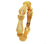 Dubai Gold Plated Bangle 24K Finish Hinged Closure for Women Polished Look at Weddings Bridal Celebrations (B-02)