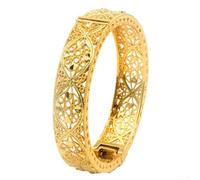 Dubai Gold Plated Bangle 24K Finish Hinged Closure for Women Polished Look at Weddings Bridal Celebrations (B-45)