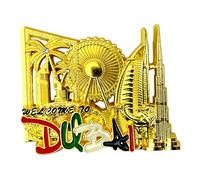 Dubai Magnet - Dubai Souvenir Magnet - Dubai Landmarks Metal Fridge Magnets - UAE Gift Magnets - Dubai Burj Khalifa (Gold)