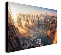 Dubai Marina From Above - Canvas Wall Art Framed Print - Various Sizes (A1 32x24 inches)
