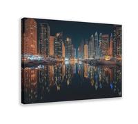 Dubai Marina Night View Poster Canvas Poster Wall Art Decor Print Picture Paintings for Living Room Bedroom Decoration 24x36inch(60x90cm)
