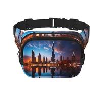 Dubai Sidewinder Tower Pattern trendy fashionable waist bag, unisex travel sports messenger bag