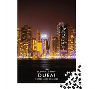 Dubai Skyline at Night Travel Puzzle 1000 Pieces, Famous Building Scenic Print, Screen-Free Fun, Interlocking Paper Pieces, Birthday Gift for Families, 38x26cm/1000pcs