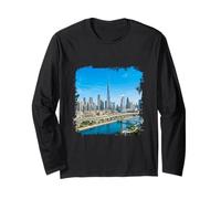 Dubai Skyline Burj Khalifa Modern City Landscape Long Sleeve T-Shirt