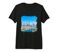 Dubai Skyline Burj Khalifa Modern City Landscape Premium T-Shirt