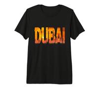 Dubai Skyline Burj Khalifa Skyscraper Inside Bold Letters Premium T-Shirt