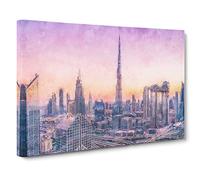 Dubai Skyline Canvas Print | Gallery Wrapped 30mm Frame Wall Art | 30x20 inches | Ready to Hang | Abstract Cityscape Picture | Living Room Bedroom Lounge Office