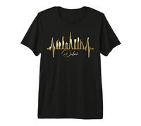 Dubai Skyline Heartbeat Burj Khalifa UAE Silhouette Dubai Premium T-Shirt