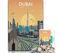 Dubai Skyline Illustration 1000 Piece Jigsaw Puzzles for Teenagers Gifts,for Educational Game Challenge Toy Unique Home Decor And Gifts 38x26cm