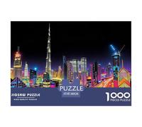 Dubai Skyline Jigsaw Puzzles Puzzle for Adults Kids. 1000 Pieces Night Highway Glow Impossible Challenge Toy Educational Games Home Decoration for Adults& Kids Age 14 Years Up 38x26cm/1000pcs