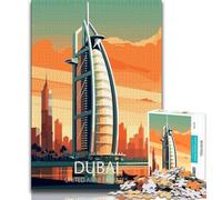 Dubai Skyline Poster Puzzles for Teenagers 1000 Pieces,Help The Brain Exercise Addictive Toys to Cultivate Patience Suitable for Couples 38x26cm