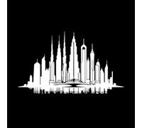 Dubai Skyline Silhouette Design on a Wall Stickers 47.6x81.3cm Personalized Customization White
