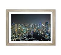 Dubai Skyline United Arab Emirates Framed Print | A2 Oak Framed Wall Art | Ready to Hang | Modern Cityscape Picture | Living Room Bedroom Lounge Office