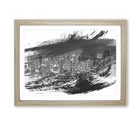 Dubai Skyline United Arab Emirates V1 Modern Framed Print | A3 Oak Framed Wall Art | Ready to Hang | Modern Cityscape Picture | Living Room Bedroom Lounge Office