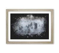 Dubai Skyline Vol.2 Paint Splash Framed Print | A2 Oak Framed Wall Art | Ready to Hang | Modern Cityscape Picture | Living Room Bedroom Lounge Office