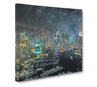 Dubai Skyline Vol.3 Canvas Print | Gallery Wrapped 30mm Frame Wall Art | 20x20 inches | Ready to Hang | Modern Cityscape Picture | Living Room Bedroom Lounge Office