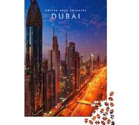 Dubai Skyscraper Jigsaw Puzzle 1000 Pieces, World Landmark Travel Poster, Thick Cardboard Pieces for Adults, Family Night Game, Decorative Artwork, 52x38cm/1000pcs