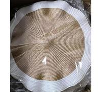 Dubai Style Round Table Mats Set of 4 - Elegant Heat-Resistant Placemats for Dining Table, Stylish Round Place Mats for Kitchen, Home & Party Décor, 30x30cm (White Brown)