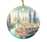 Dubai Uae Hanging Christmas Tree Decorations With Ribbon Remembrance Ornament Ceramic Memorial