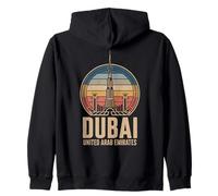 Dubai United Arab Emirates, Retro UAE Sunset and Skyline Zip Hoodie