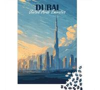 Dubai, United Arab Emirates Skyline Art 1000 Piece Jigsaw Puzzle, Downtown Architecture at Night, Decorative Artwork, Matte Printed Jigsaw, Birthday Gift for Puzzle Lovers, 70x50cm/1000pcs