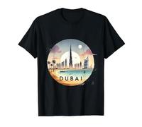 Dubai Watercolor United Arab Emirates, UAE Value Graphic T-Shirt, Men, Black, S