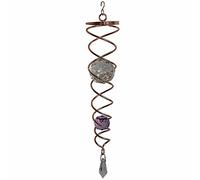 DuBant Gazing Ball Spiral Tail, Decorative Wind Spinners Crystal Glass Ball with Hanging Swivel Hook for Indoor Outdoor Garden Decoration (12in （Copper）, PURPLE)