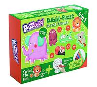 Dubbl-Puzzl Forest Friends. 6 Large Piece Animal Jigsaws For Young Children Aged 3+. Flip Them To Colour Them. With 10 Felt Tip Pens. Jigsaw Puzzle For 2-6 Y.ear Olds