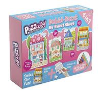 Dubbl-Puzzl My Sweet Shops. Four Large Flip Over Jigsaws With 10 Felt Tip Colouring Pens. Double-sided Jigsaw Puzzles For Kids Age 3 Years And Up.