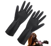 Dubbulon 1 Pair Black Latex Gloves - Hair DyeGloves, Professional Hair Coloring Accessories, For Salon Household Cleaning Multiuse, Powder-frees, Extra Strong, Hand Protection, Hairdressing Gloves
