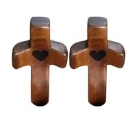 Dubbulon 2 Hand Held Wooden Crosses - Christian Prayer Crosses | Portable Pocket Crosses For Praying | Christian Prayer Handheld Comfort Crosses | Prayer Crosses Religious For Kids And Adults