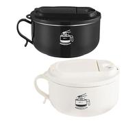 Dubbulon 2Set Stainless Steel Ramen Bowl-304 Instant Noodles Bowl With Lids | 1000ml Large Noodle Chopstick,Spoon Soup Bowls For Ramen,Salad,Fruit,Oatmeal