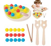 Dubbulon Beads Color Sorting Game - Wood Clip Beads Color Sorting Game,Interactive Matching Toy Developing Fine Motor Skills for Toddler Preschoolers Girls Boys Classification Counting
