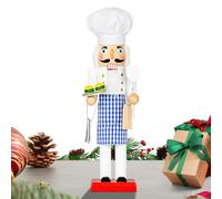 Dubbulon Chef Nutcracker Christmas Decor, 14 Inch Nutcracker Desktop Ornaments with Chef Hat, Wooden Table Centerpiece for Holiday Party Fireplace Mantel Bookshelf Desktop Christmas Holiday Decor